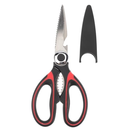 TIDTALEO 多機能ステンレス鋼キッチンバサミ 家用万能はさみ 鋭利刃付き 強力グリップ 食材カット用 包丁代替 ピザ 果物 麺対応