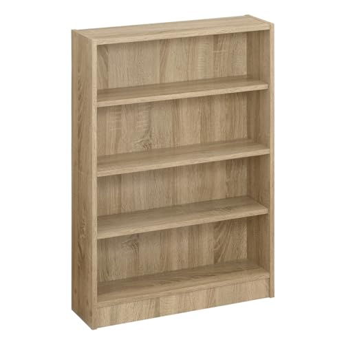 ぼん家具 [完成品] 本棚 スリム 薄型 4段 コミックラック 幅60×奥行16.8×高さ89cm 収納 スリムラック 可動棚 オープンラック オーク