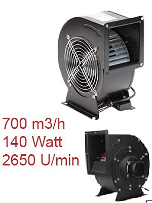 Radialventilator 130 mm - leistungsstarkes Radialgebläse mit 700 m³/h Luftstrom, 140 W Leistung, 220V, Absauggebläse für Lüftung & Werkstatt (150 mm/900 m³/h)
