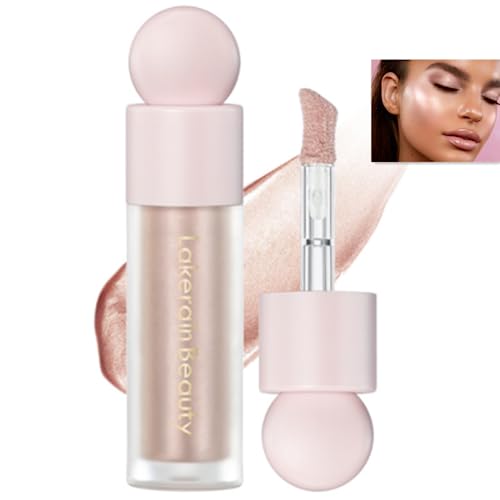 Maquillaje Iluminador Líquido, Iluminador en Crema con Brillo, Iluminador Facial de Acabado Brillante, Maquillaje Iluminador Líquido Hidratante con Purpurina para Rostro y Cuerpo (#03 ORO ROSADO)