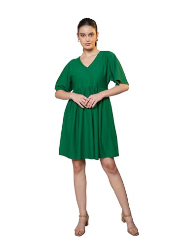 Image of Purvaja Women's Solid Half Sleeve Mini Dress