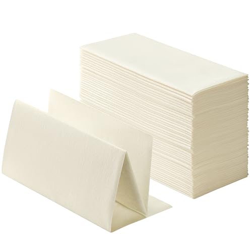 100-Pack Linen-Feel Cream Napkins 16x16 Dinner Napkins for Restaurant Party Kitchen Or Event Bookfolded Guest Towel for Bathroom Guestroom Or Vanity.