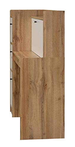 Image of DeckUp Plank Versa Engineered Wood Study Table and Office Desk (Wotan Oak and White)