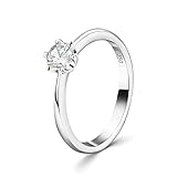 EDELIND Anillo de compromiso con Diamante talla brillante 0,40ct Oro Blanco 18K Ø 49 mm Anillo Solitario de oro Calidad Certificada Caja de regalo de joyería