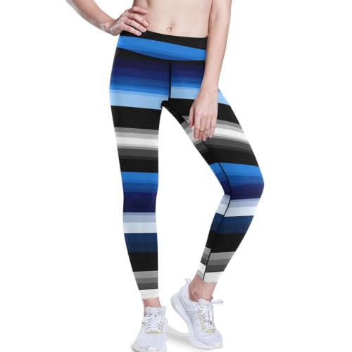 Leggings deportivos de rayas para mujer con control de abdomen talla XS-XXL