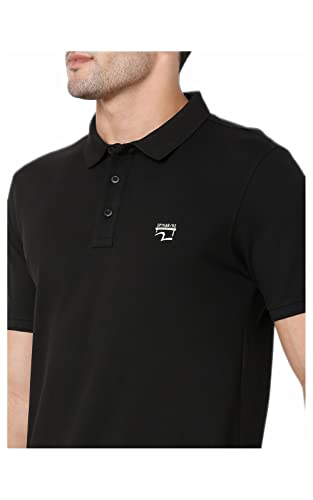 Image of Spykar Men's Slim Fit Polo Neck Half Sleeve Solid Casual T-Shirt