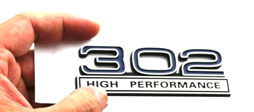 Image of 2pcs 302 Engine 5.0 Liter High Performance Emblms Badge 3D Decals Stickers Cars Trucks (Chrome Blue)