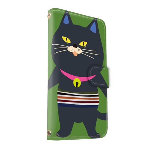 seventwo AQUOS wish5 互換品 ケース SH-52F 適合 手帳型 スマホケース カードポケット付き 鏡付き PUレザー アクオス ウィッシュ ファイブ 猫柄 動物柄 A.ダスティーグリーン animal162