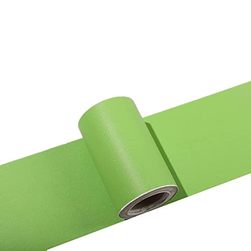 Self Adhesive Solid Color Frosted Wallpaper Border Stick Waterproof Wall Border Easy To Apply Kitchen Bathroom Tiles Sticker 4 X 196Inch (Green) #TOP3