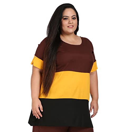 Image of Women's Casual Round Neck Half Sleeves Rayon Multicolor Top, FZ-Top-103