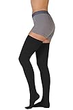 Juzo Basic 4412 Thigh-High 30-40 mmHg Closed Toe Compression Stocking with Silicone Top Band- Men & Women, Short, 2 (II), Black