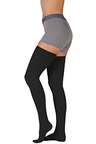 Image of Juzo Basic 4412 Thigh-High 30-40 mmHg Closed Toe Compression Stocking with Silicone Top Band- Men & Women, Short