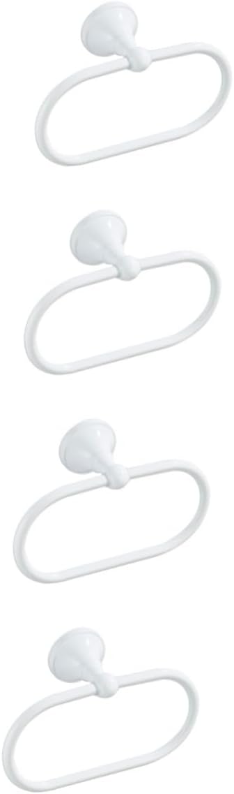 Angoily Oval Towel Ring Bathroom Accessory 4pcs Binder Hangers Glass Shelves Black Towel Wall Mount Towel Ring Coat Hanger Oval White Towel Bathroom Towel Rack