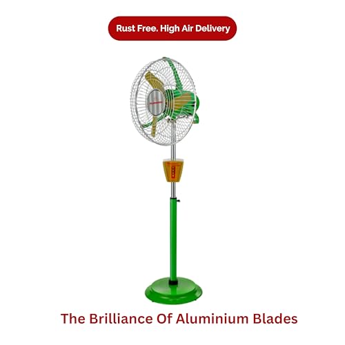 Image of Almonard 450mm Pedestal Air Circulator Fan | Heavy Duty | Industrial | 1440 RPM High Speed | With Full Copper Motor | For Factory & Warehouse | Metal Blades | 1 Year Warranty