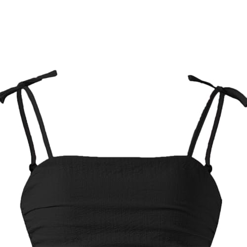 IBTOM CASTLE Girls Summer Spaghetti Straps Smocked Ruched A Line Swing Dress Flowy Double Layered Tween Girl Party Dresses2