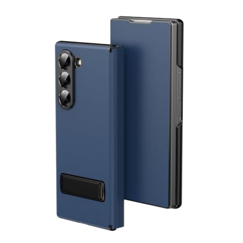 Image of TechTrendz for Samsung Galaxy Z Fold 8 Ultra Magnetic Flip Folding Case, Multi-Angle Bracket, Full Body Hinge Protective Slim Cover, Luxury Business Leather Cover for Fold 8 Ultra Back Cover (Blue)