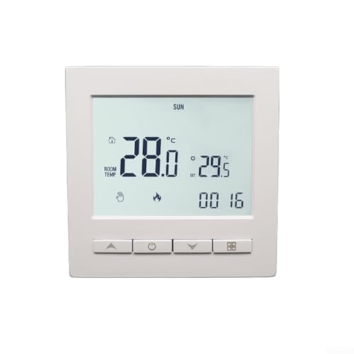 Programmable Smart Thermostat with LCD Touch Display, Independent Room and Floor Heating Control, 6-Period Schedule for Energy Saving, White ABS Construction