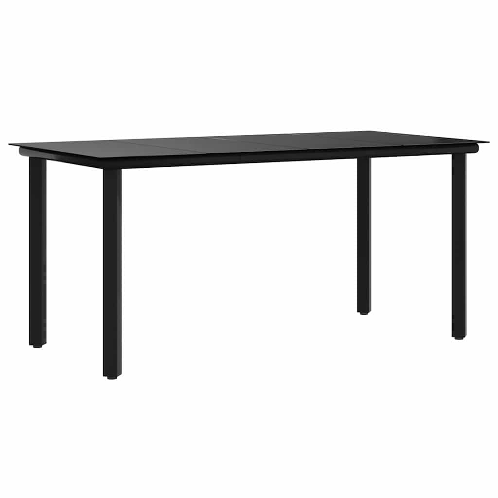 vidaXL Mesa Comedor Jardín Mueble Patas Rectangular Exterior Aire Libre Patio Terraza Cocina Comedor Hogar Acero y Vidrio Templado Negro