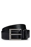 Mit Innenfutter BOSS Herren Elloy Sz35 Gürtel aus genarbtem italienischem Leder mit Logo-Schließe Schwarz 90