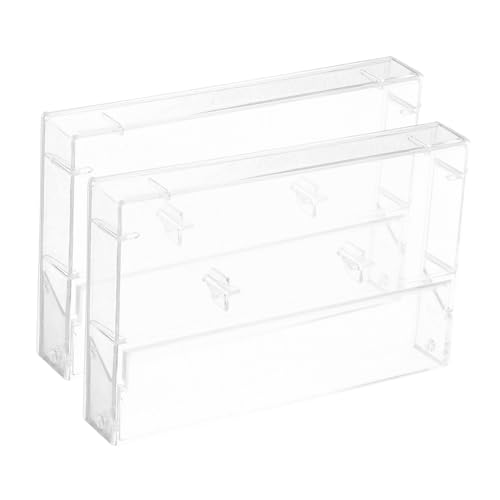 Ciieeo 2pcs Transparent Audio Cassette Tape Storage Box Durable Plastic Music Cassette Holder Compact Organizer for Items Moisture Protection Case