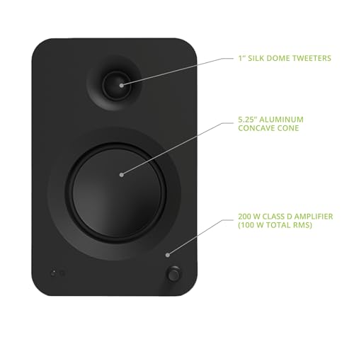 Image of Kanto REN 200W Powered Speaker System with HDMI ARC Input for TV & Home Theater | USB-C and Bluetooth 5.3 | High /Low Pass Filter | Pair | Matte Black