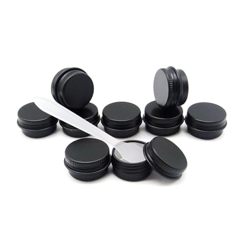30 pack 5 ml Black Lip Balm Tin Cans, 5g Mini Aluminum Makeup Sample Containers with Screw Lid, Empty Metal Tins Pot Storage Travel Jars for Cosmetic, Cream, Candle, Tea, 5 Gram Small Tins3