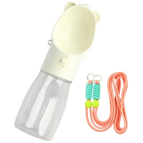 Uranus 犬・猫用携帯ウォーターボトル ペット給水器 防漏 散歩用 アウトドア 水飲みボトル フード&ウォーター両用 小型犬 中型犬 旅行用 ペット用品 便利グッズ 380ml・500ml・水&フードカップ 250ml/180ml (ホワイト,L:50