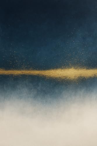 ARTICULOZY Luxury Blue and Gold Horizon Art | Stampa giclée astratta su tela per decorazioni domestiche | Arte da parete moderna minimalista per soggiorno e ufficio - 68 x 101 cm