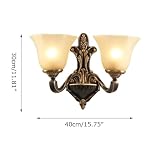 Vintage Wall Lamps, Rustic Farmhouse Antique Lights, All Copper Glass Lighting, Bedside Lamp Simple Sconce Creative E27 Decor Mounted, Hardwired Lanterns(2light)