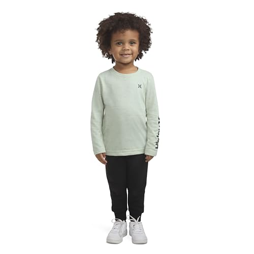 Image of Hurley boys Long Sleeve Soft Basic Cloud Slub T-shirt and Shorts 2-piece Outfit Set