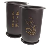 Mikikit 2 Piezas Maceta para Interior de con Bandeja de Maceteros para Orquídeas y Plantas Drenaje Duradera y Reutilizable para Sala Cocina y Oficina
