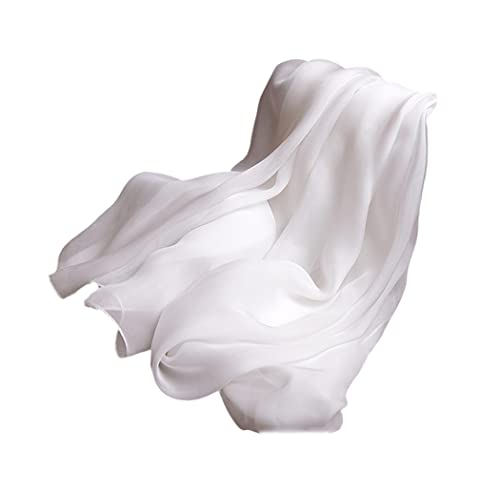 Châle en soie blanc pour femme : mousseline légère pour vos cérémonies et soirées d'été