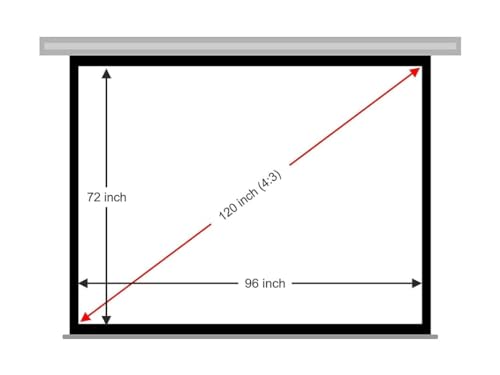 Image of Upgraded VILRO 120 inches Diagonal, UHD-3D-4K Ready Technology Motorized /Motorised Projector Screen 4:3 Picture Aspect Ratio, 8 Ft. x 6 Ft. and (96 inch W x 72 inch H) with Cordless Remote(White)