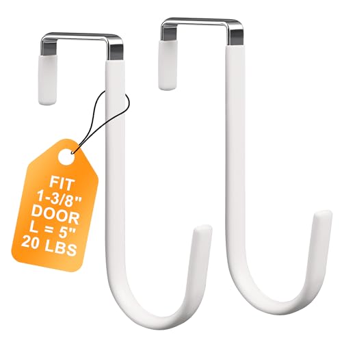 Over The Door Hooks 2 Pack &ndash; Heavy Duty Door Hanger Hooks for Hanging Towels, Bags, Robes, Clothes...