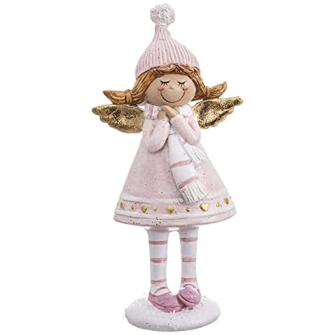 LOLAhome Pink Resin Girl Christmas Figure, 7 x 4 x 14 cm Cover