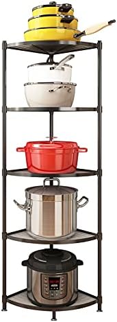 ZIGAMA 5-Tier Kitchen Pot Rack, Multi-layer Corner Shelf Stand Metal Shelves for Kitchen