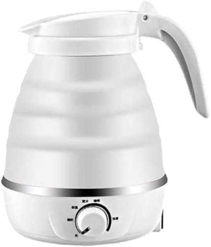折りたためるケトル携帯ポットシリコン キャンプ 電気ポット 湯沸かしコンパクト 携帯便利 旅行用品 (ホワイト)