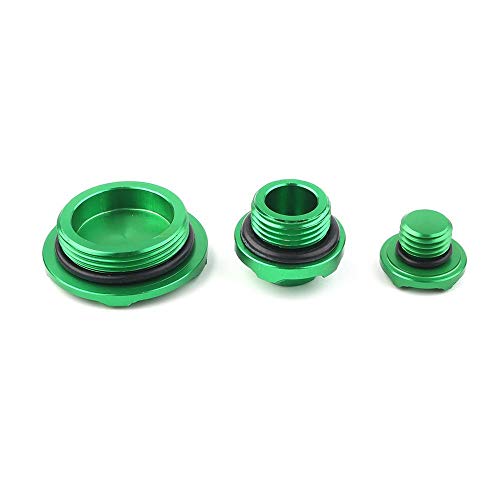 Three T Green 3PCS Motorbike Dirt Bikes Aluminum Engine Timing Oil Filter Plugs Bolts Fit for Kawasaki KX250F KX450F 2011-2018, KLX450R 2008-2015 - Thumbnail 6