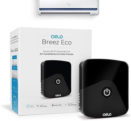 Breez Eco | Smart AC Controller for Mini Split, Window, Portable ACS | WiFi, Alexa, Google, Siri Shortcuts, SmartThings, IFTTT, Free App, NO Subscriptions | Schedules, Geofencing, Comfy (Black)