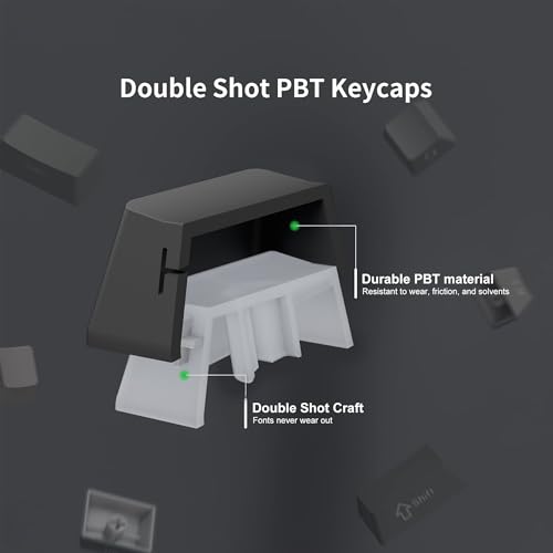 SDYZ Double Shot PBT Keycap Set with Side Shine Through Character, for Mechanical Keyboards, Full 131 Key Set, OEM Profile - Gradient Gray, Black With USB Connection