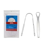 Pure Stainless Steel Tongue Scrapers with Travel Case 2 Pack, Ayurvedic Tongue Cleaner, Banishes Bad