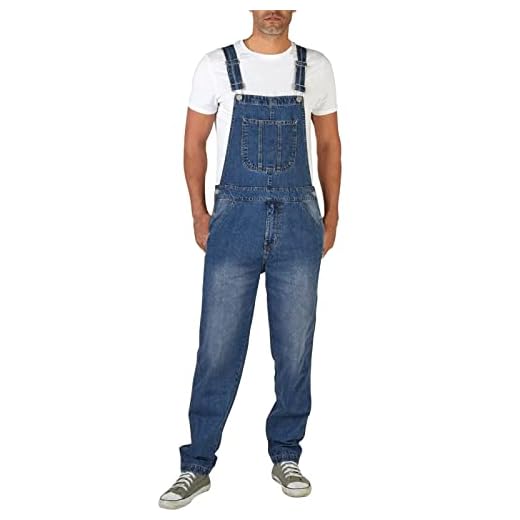 BIBOKAOKE Herr jeans hängselbyxor långa jeans retro denim haklapp overaller skinny fit jumpsuit streetwear hängselbyxor herr jeans overall tvättad slitning arbetsbyxor ficka jeans, Ljusblå 156, S