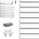 Aluminium Jalousie ohne Bohren Jalousien 25mm Lamellen Sichtschutz Jalousie 30/45/60/72/95/100/120/135/140/158/165 cm Lichtschutz Innenjalousie for Schlafzimmer und Badezimmer(101 White)