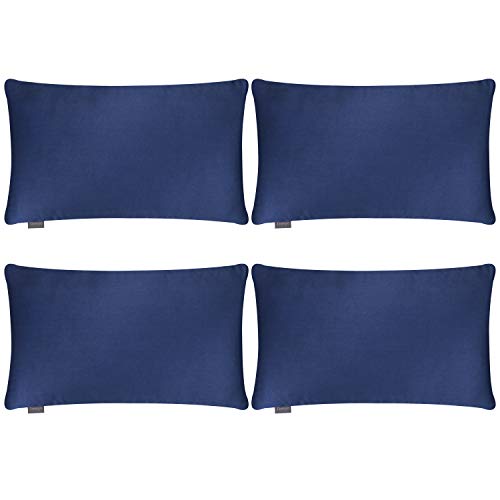 4-Pack 100% Cotton Lumbar Comfortable Solid Decorative Throw Pillow Case,Thmyo Rectangle Cushion Cover Pillowcase Sublimation Blank Pillow Covers Diy Throw Pillowcase(12X20Inch/30X50Cm, Midnight Blue) #TOP7