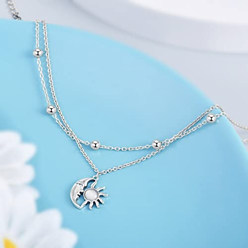Image of CHIC & ARTSY Women Anklets S925 Sterling Silver Dainty Layered Anklet Bracelet Adjustable Multilayer Beach Ankle Bracelet Summer Jewelry for Women 10-11 Inches