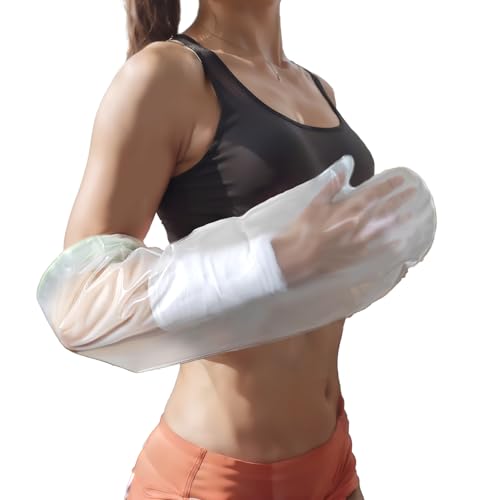 SLDOREAH 100% Waterproof Arm Cast Cover for Shower Adult Cast Covers Protector Sleeve Bag Watertight Seal Keep Wounds Dry Reusable Elastic Cast Bag for Bandage