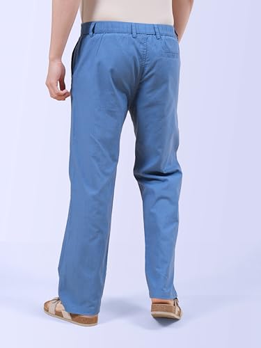 Image of The Indian Garage Co Men Relaxed Fit Solid Mid-Rise Elasticated Trousers