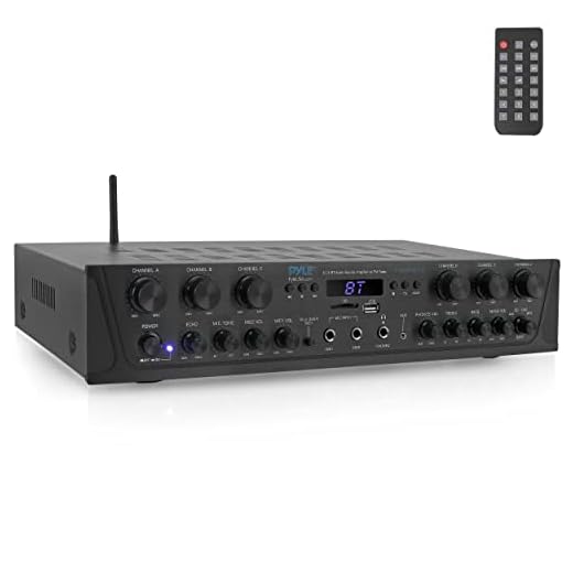 Pyle Wireless Home Audio Amplifier System-Bluetooth Compatible Sound Stereo Receiver Amp - 6 Channel 600Watt Power, Digital LCD, Headphone Jack, 1/4'' Microphone in USB SD AUX RCA FM Radio-PTA66BT.5