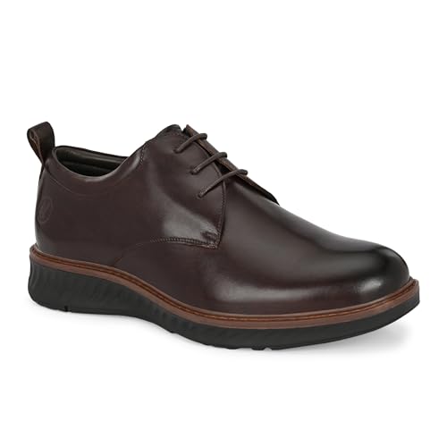 Image of Legwork Hybrid Derby Shoes for Men | Mens Brown Leather Dress Shoes | Casual Oxford with Comfort Sneaker Sole for Office & Work