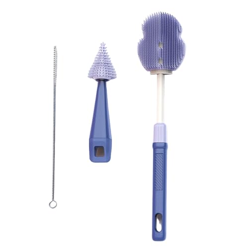 Juego de cepillos de fregado para Botellas, Cepillo de Limpieza de Botellas - Cepillo de Botella retráctil para el hogar - Juego de cepillos de alimenticio, Cepillo de Paja portátil po